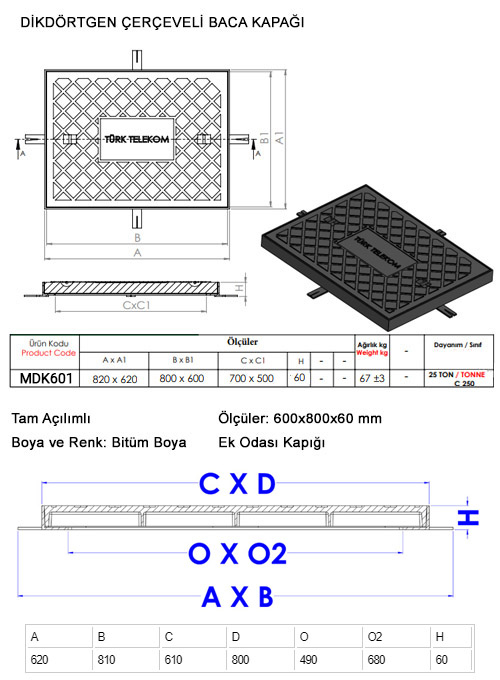 MDK601 Telekom Elektrik Kapağı